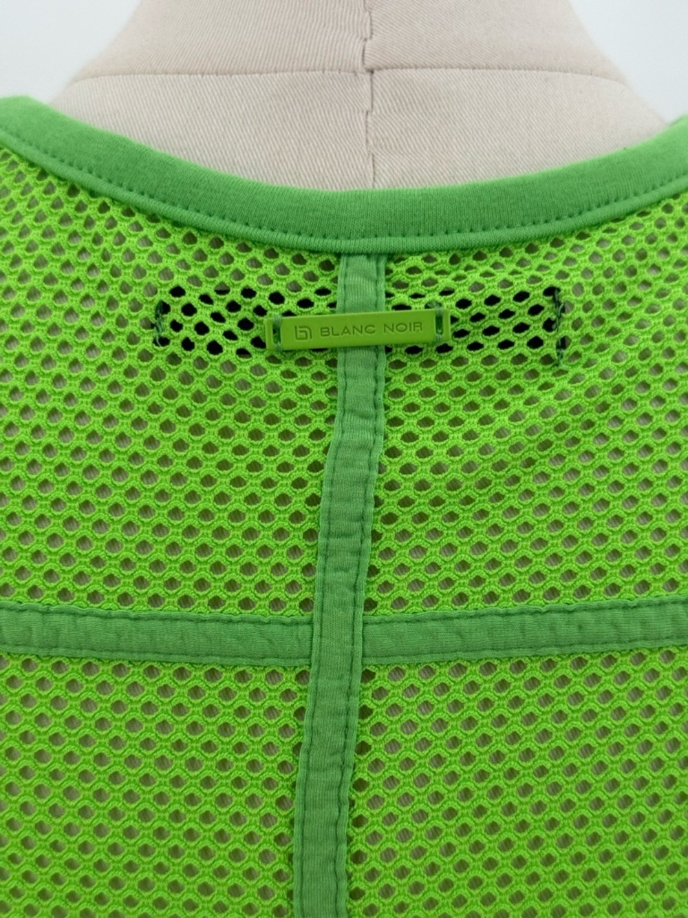 Blanc Noir Taiyo Tunic Dress Neon Green Mesh Sleeveless High Slit Swim Cover-Up - Picture 6 of 9